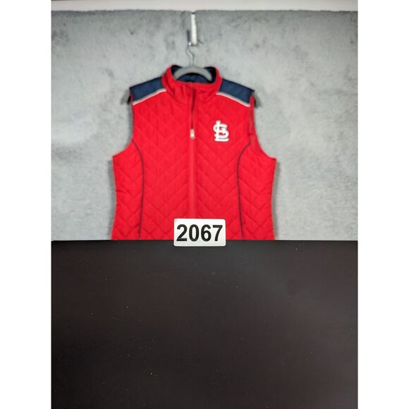 St. Louis Cardinals Quilted Women's Vest Zip Front MLB Baseball Red - Picture 2 of 5
